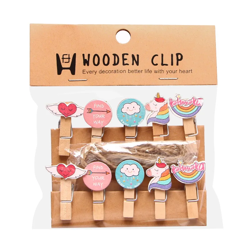 10pcs Many color Wooden Clothespin Clips Office Party Decoration