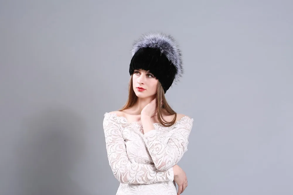 MIARA. L Новая женская шапка из меха кролика, шапка ручной работы из меха лисы, утолщенная зимняя теплая шапка от производителя,, шапки из меха енота