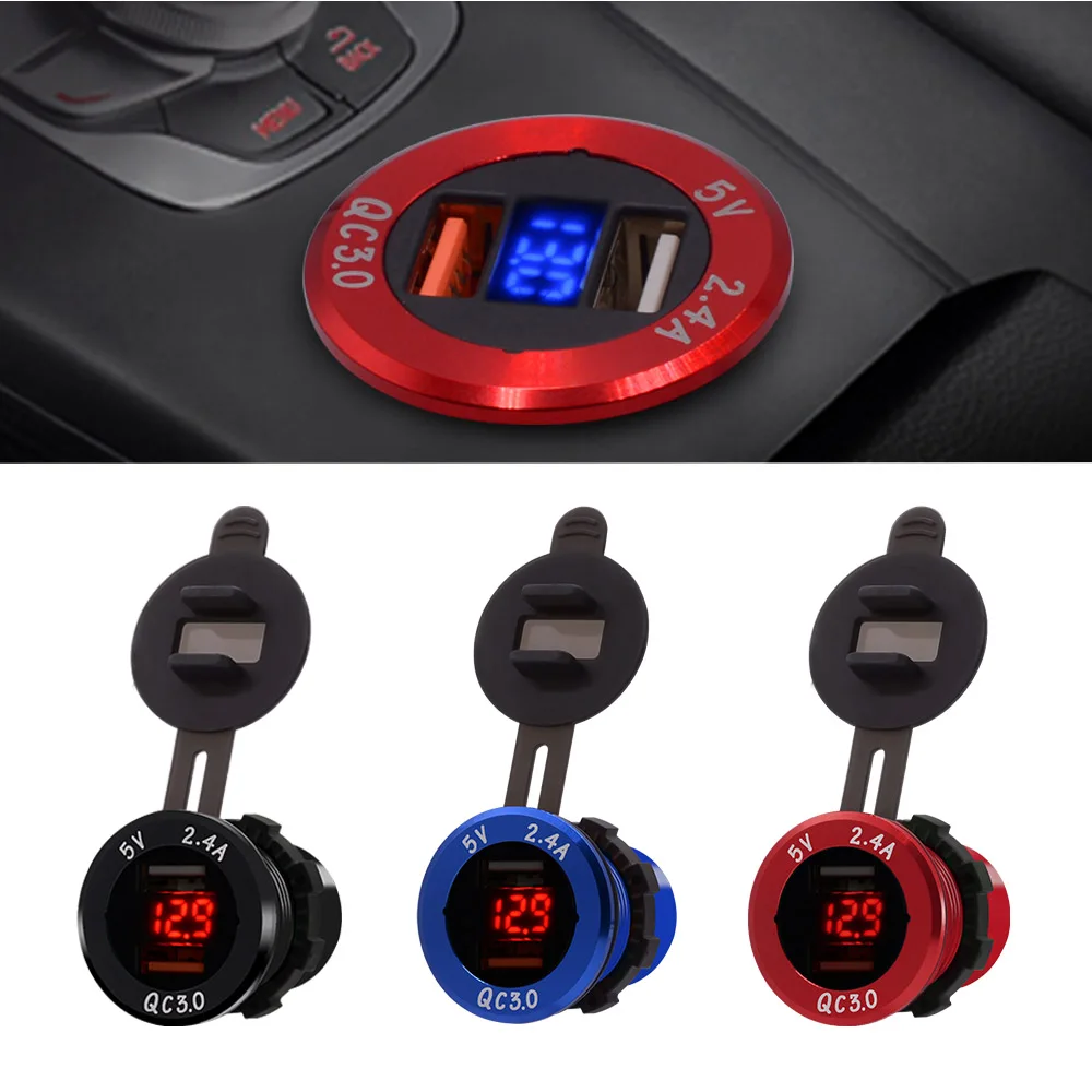  WUPP QC 3.0 Power Adapter Car Quick Charger LED Voltmeter Indicator 5 V/ 3.4 A Dual port Aluminum C