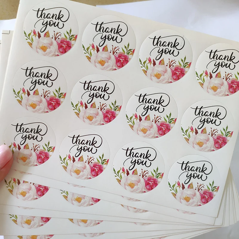 120 шт. Цветочная круглая надпись Thank You ручной работы для упаковки тортов Женская