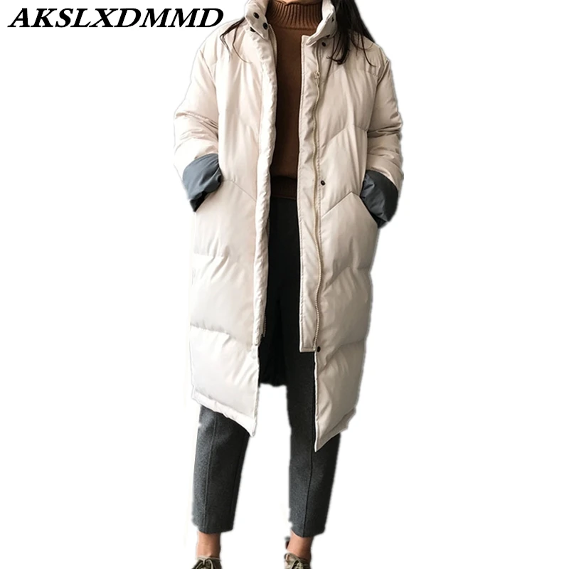 

2019 New Women Autumn Winter Jacket Warm Thicken Large Size Loose Mid-length Cotton Coat Fashion Solid Parkas Outerwear CW151