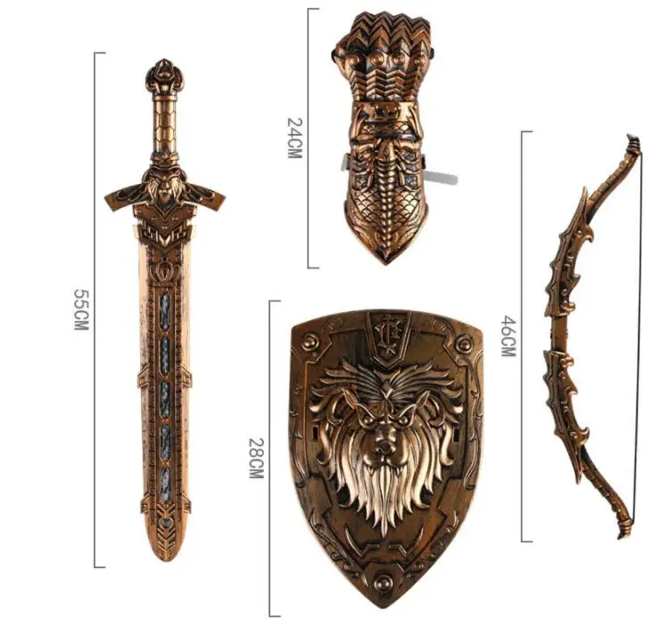 Бронзовый набор оружия, имитация лука, меч, стрела, комбинация, креативная модель, детские игрушки, оружие, косплей, меч, рыцарь, 1554