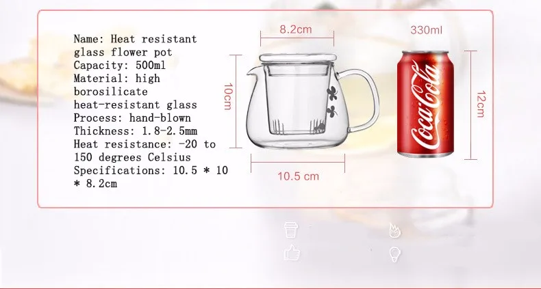Горячая Распродажа, Новое поступление, термостойкий чайный горшок из гиалинового стекла 500 мл, чайный сервиз для офиса, цветочный чайник с фильтром, чайные наборы