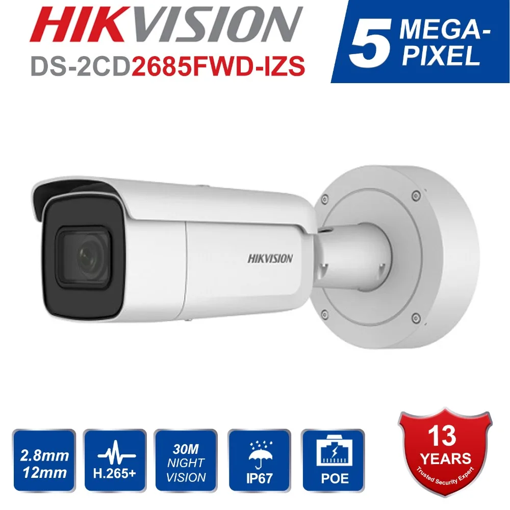 

Hik Vari-focal 2.8-12mm 8MP Bullet IP Camera DS-2CD2685FWD-IZS Video Surveillance POE CCTV Camera H.265 IR 50m