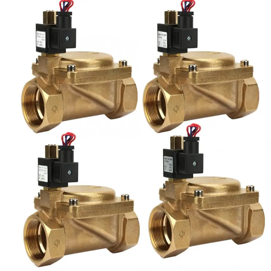 Водяной электромагнитный клапан G" Нормально открытый латунный Электрический электромагнитный клапан для воды воздуха 0-1.6Mpa 232 PSI