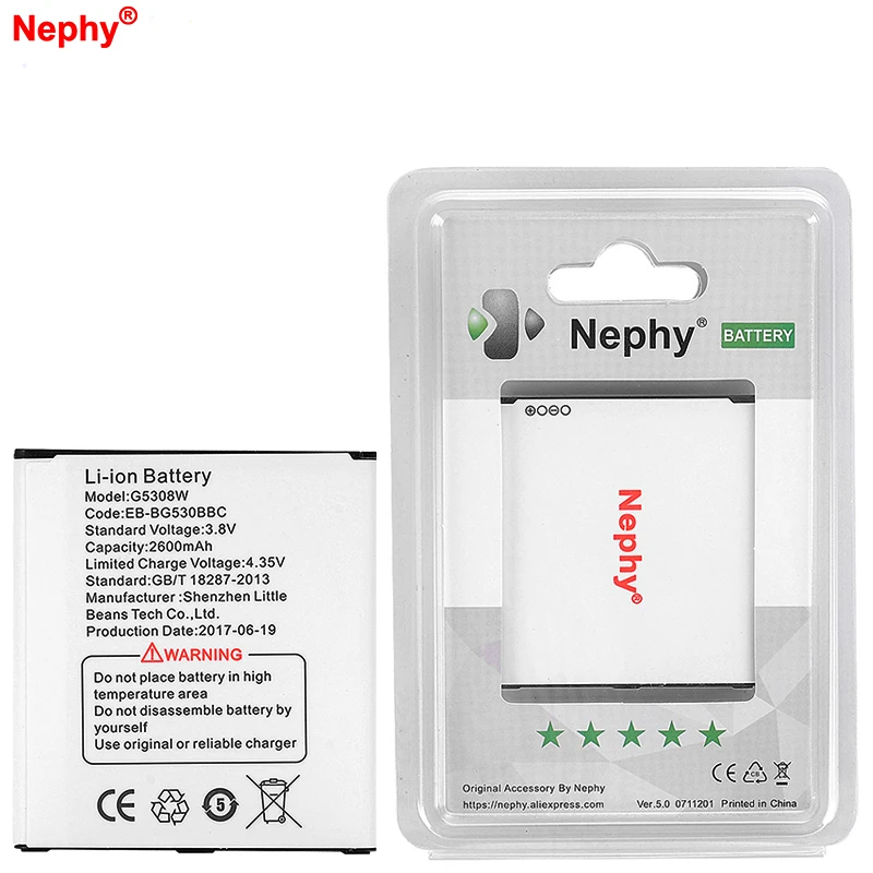 

Nephy Original EB-BG530BBE Battery For Samsung Galaxy Grand Prime G530 G530F G5308W G531 G531F G531H J3 2016 J5 2015 EB-BG530BBC