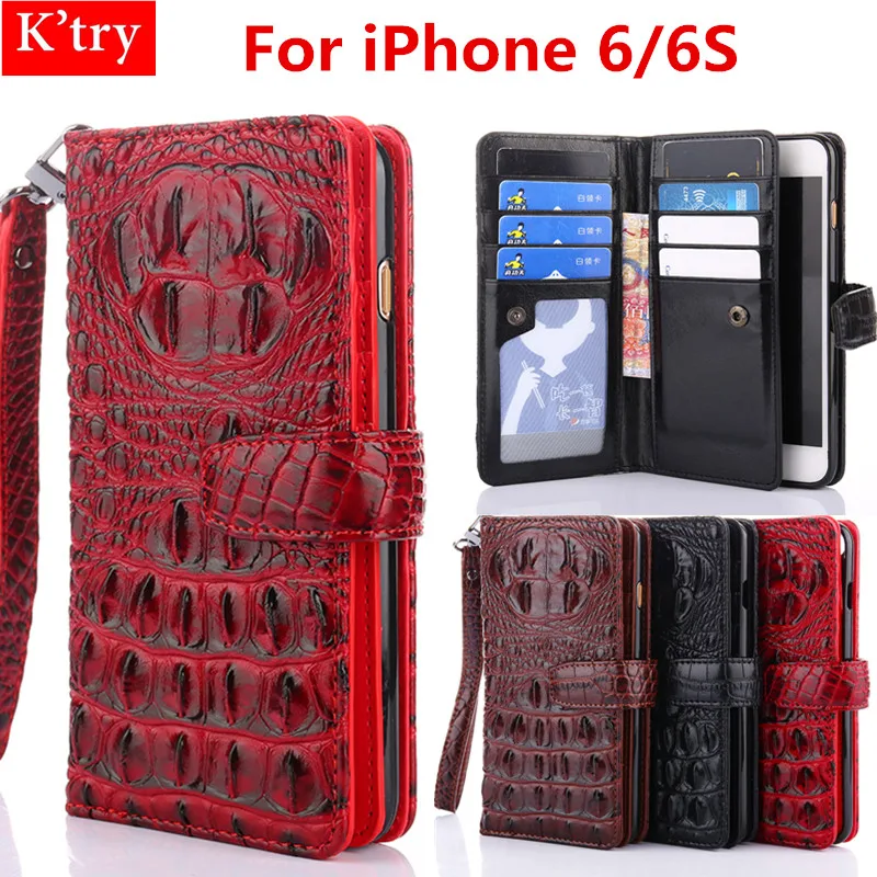 

Luxury 3D Crocodile Skin Bag Conque For iPhone 6 6s Luxury Leather Hand Strap Wallet Flip Cover Case For iPhone 6 6s