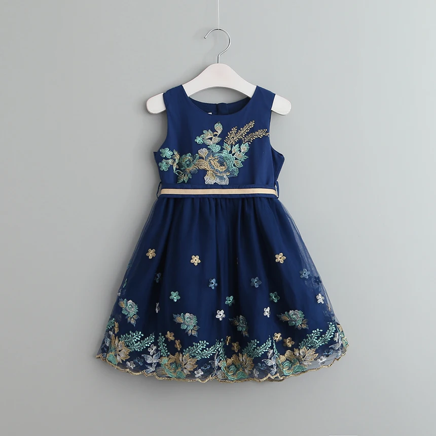 

Y70100851 2017 New Summer Fashion Baby Girl Dress Sleeveless Appliques phoenix Girl Princess Dress Girls Clothes Lolita