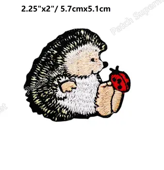 

Small HEDGEHOG with Ladybug Kawaii Craft iron on Patches Embroidered Cartoon Animals Badge children clothing transfer