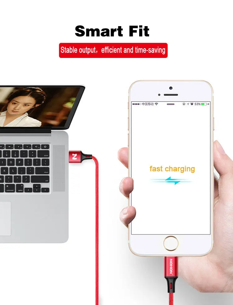 NOHON нейлоновый 1 м usb type C кабель для быстрой зарядки USB C кабель для передачи данных type-c USB-C для samsung S8 S9 Note 9 8 Xiaomi Mi8 Mi6