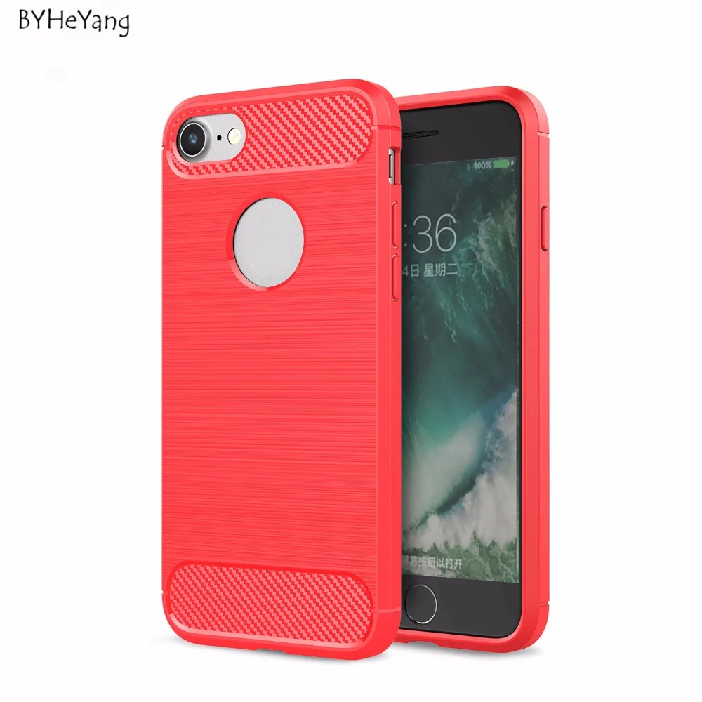 BYHeYang For Apple Iphone 8 Case 4.7inch Soft Silm Silicone Phone Cases TPU Carbon Fiber Texture Cover iPhone8 |