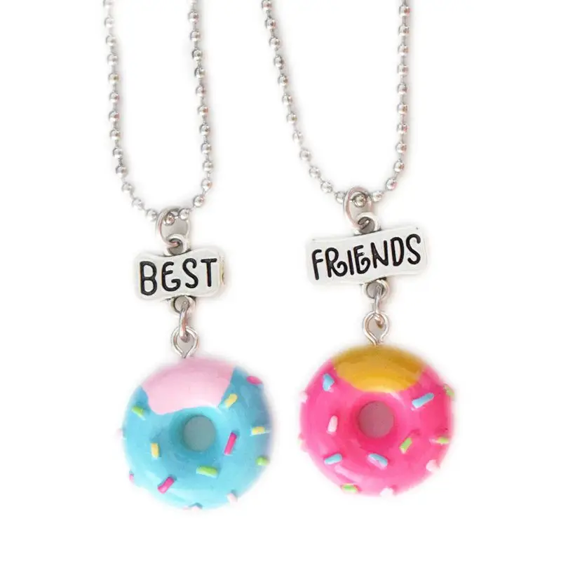 Имитация пончиков еда подвеска BFF ожерелье Дети Лучшие друзья пара девушки Дружба Ювелирные изделия подарок на день рождения
