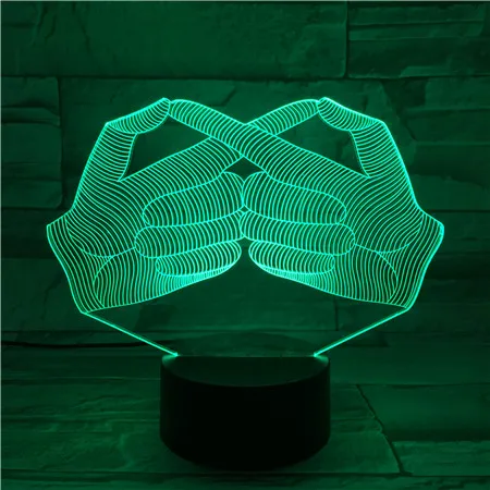 

3d Visual Illusion Night Light Cool Creative Gesture Design for Halloween Holiday Gift Led Home Decoration Lamp Sign Language