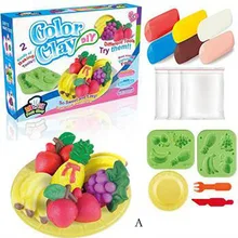 Фрукты 6 видов цветов экологически чистые глина Playdough Плесень Набор DIY детские игрушки