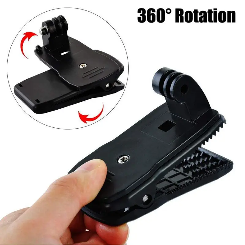 Action Camera Clip For GoPro Hero 8 7 6 5 4 Mount 360 Degree Rotary Clip Backpack Mount For Session 3+ 3 SJCAM SJ4000 Garmin