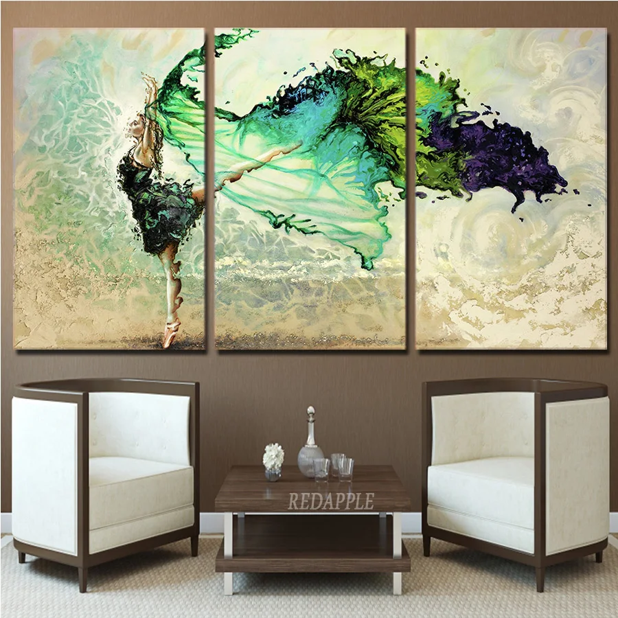 

3 pcs Home Decor diamond painting Green Ballerina Girl Butterfly Dancing cross stitch diamond embroidery full square round drill