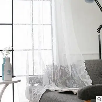 

Korean voile curtain Embroidery lace voile curtain Vertical blinds/Door curtain/bay window artistic voile curtain