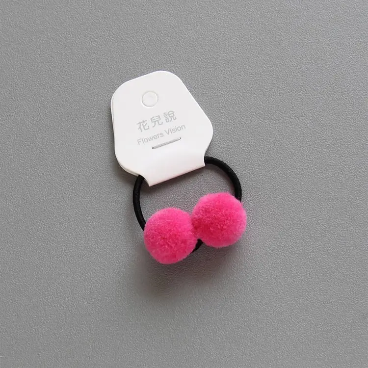 Hot Pink Милые маленькие девочки двойные Меховые помпоны эластичные два Помпона волосы галстук аксессуары для волос HT060 - Цвет: Hot Pink