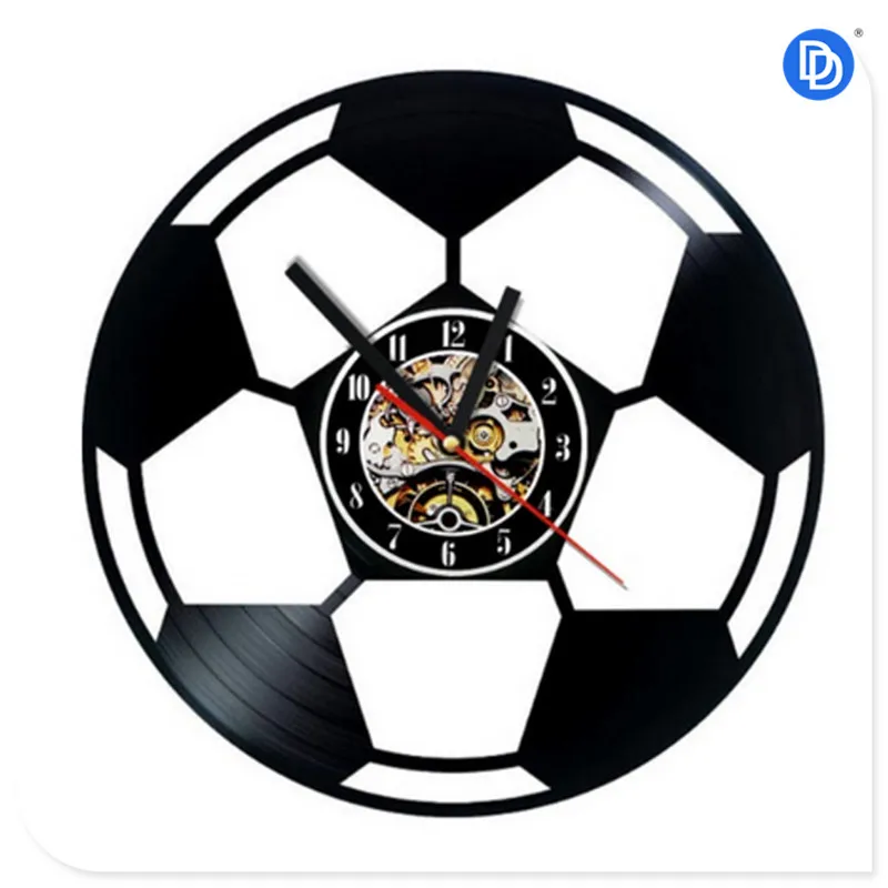 3D Art Football Vinyl Record Wall Clock World Football Decor Quartz