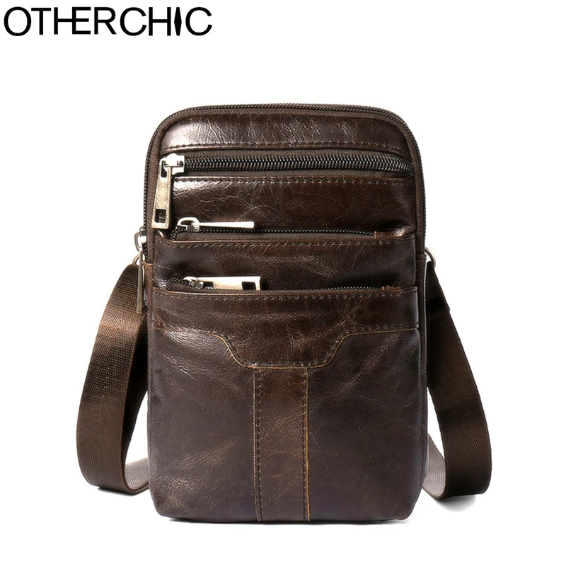

OTHERCHIC Genuine Cowhide Leather Men Waist Pack Messenger Bags Small Vintage Shoulder Bag Coffee Men Crossbody Bags 8N12-19
