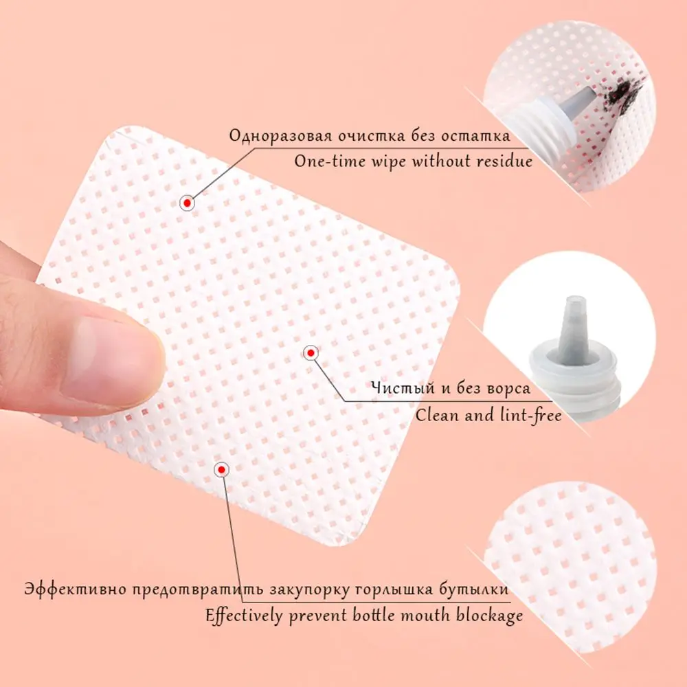 170pcs Lint-Free Paper Cotton Wipes Eyelash Glue Remover Wipe The Mouth Of The Glue Bottle Prevent Clogging Glue Cleaner Pads