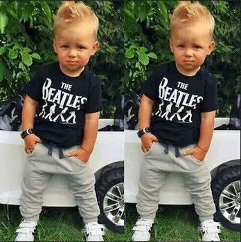 TZ-299 New Baby Boy Clothes 2pcs Short Sleeve T-Shirts Top + Pants Set Attire Costumes from The character printing 2020 bebe set
