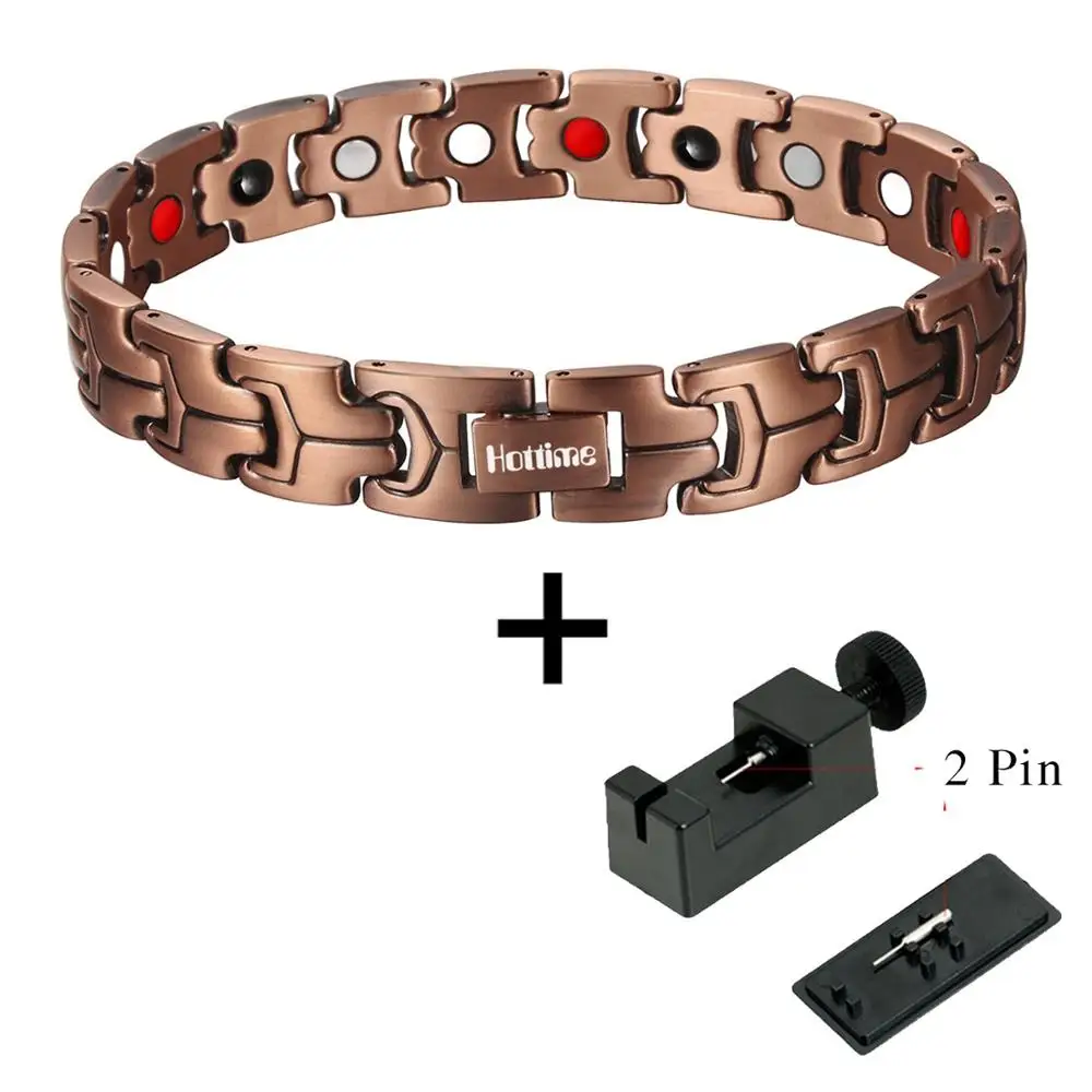 Hottime 4 in 1 Bio Elements Energy Magnetic Bracelet Red Copper Arthritis Therapy Health Men's Bracelets Fashion Jewelry 10211 - Окраска металла: 10211 And Tool