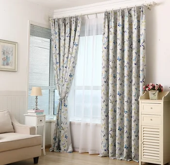 

Printing new Korean countryside fabric curtains bedroom curtains living room balcony