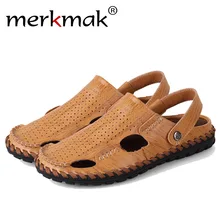 Merkmak/Мужская Летняя обувь; сандалии; коллекция года; пляжные вьетнамки; мужские тапочки; лоферы; дышащая Уличная Повседневная мужская обувь; Прямая