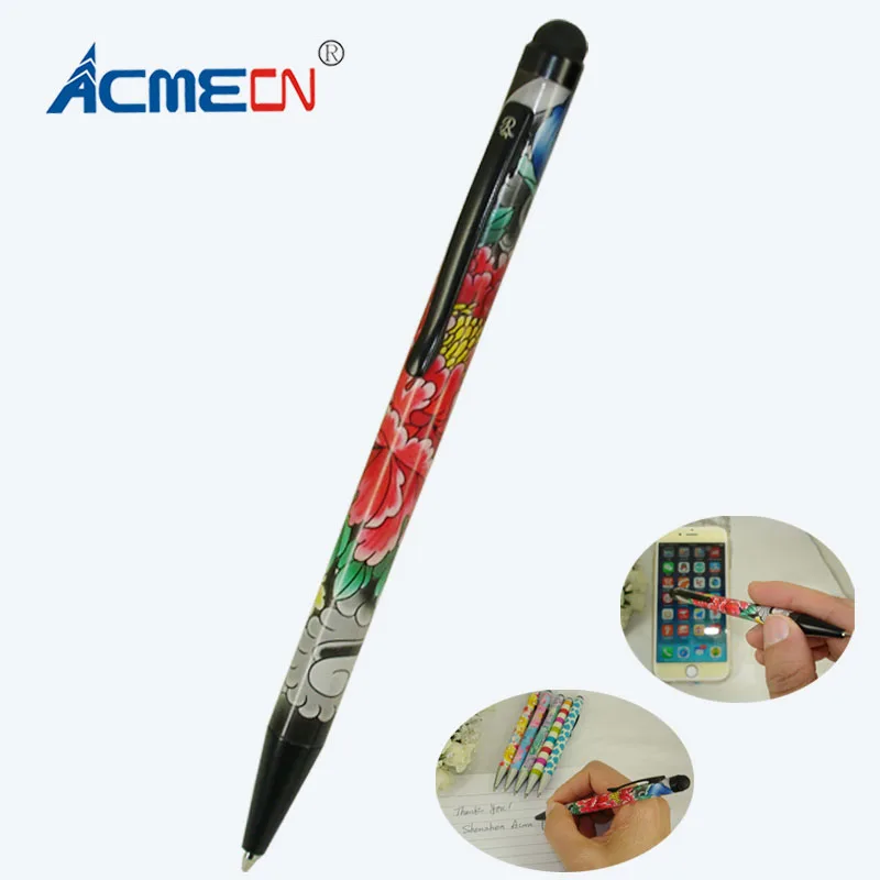 

New Touch Screen Pen for iPhone or Smartphone Multi color Writing Ballpoint Pen 2 in 1 Multifunction Phone Accessory Cheap pens
