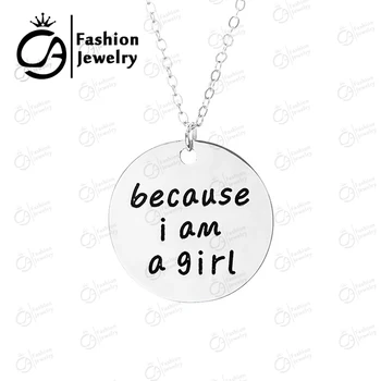 

Because i am girl Pendant Necklace Christmas Gift Jewelry 20Pcs/Lot #LN1313