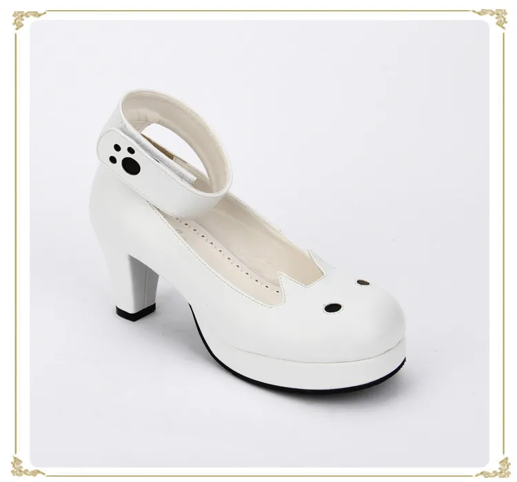 

Princess sweet lolita shoes new animal pattern sprout series cat ears and claws buckle strap high heel shoes pu8587