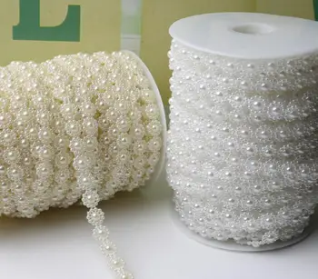 

1Spool 25Meter Ivory/ White Sunflower ABS Pearl Garland Chain Trim For Wedding Party Centerpiece Decoration