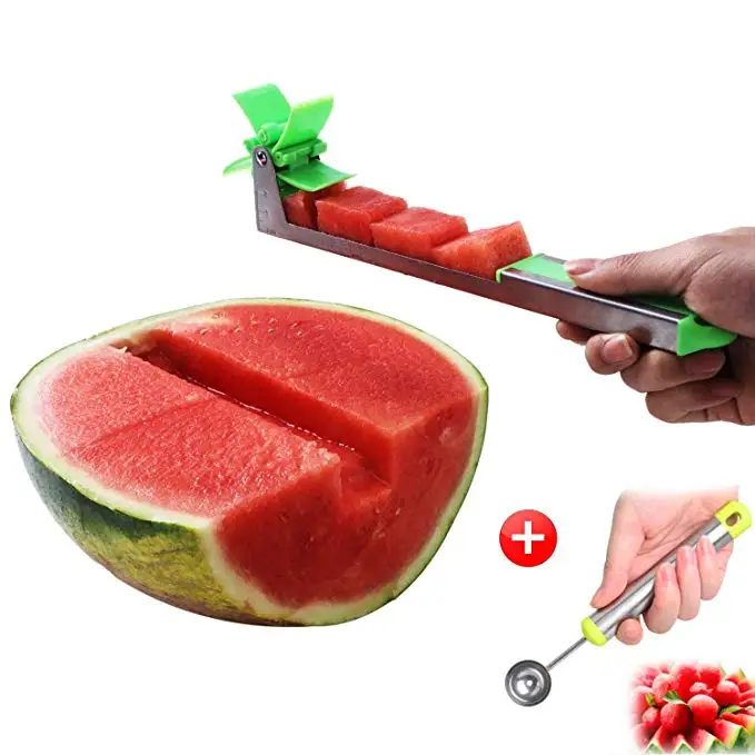 

Watermelon Windill Slicer Cutter Knife Corer Fruit Vegetable Tools Kitchen Gadgets with Melon Baller Scoop Extra