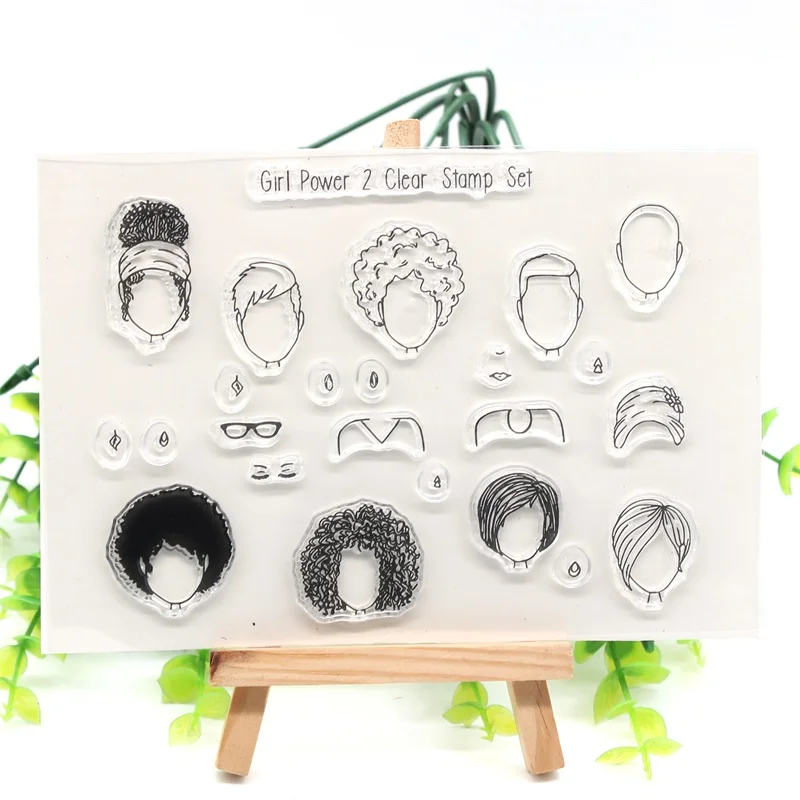 

KSCRAFT Fashion hairstyle Transparent Clear Silicone Stamps for DIY Scrapbooking/Card Making/Kids Crafts Fun Decoration Supplies