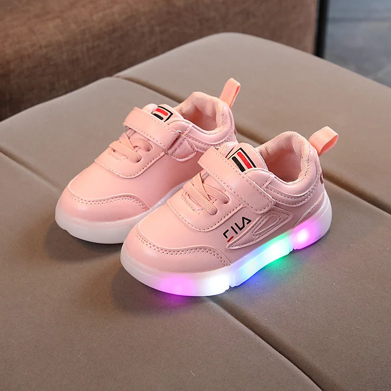 Spring/Autumn New brand Fashion baby sneakers solid LED lighted footwear Classic Cool infant tennis 5 stars baby casual shoes