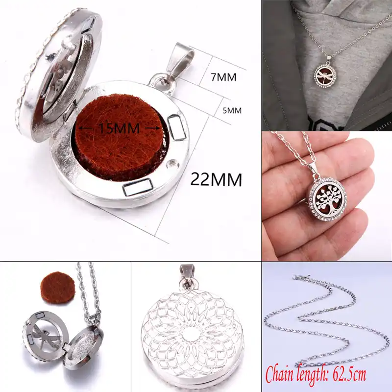 Aromatherapy Diffuser Necklace Hollow Oval-shape Lockets Pendant Necklace AU