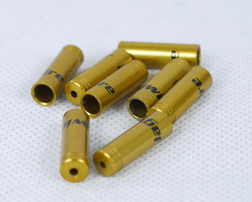 

8 PCS CNC ALLOY JAGWIRE 4MM END CAPS lined ferrules SHIFTER DERAILLEUR GOLD