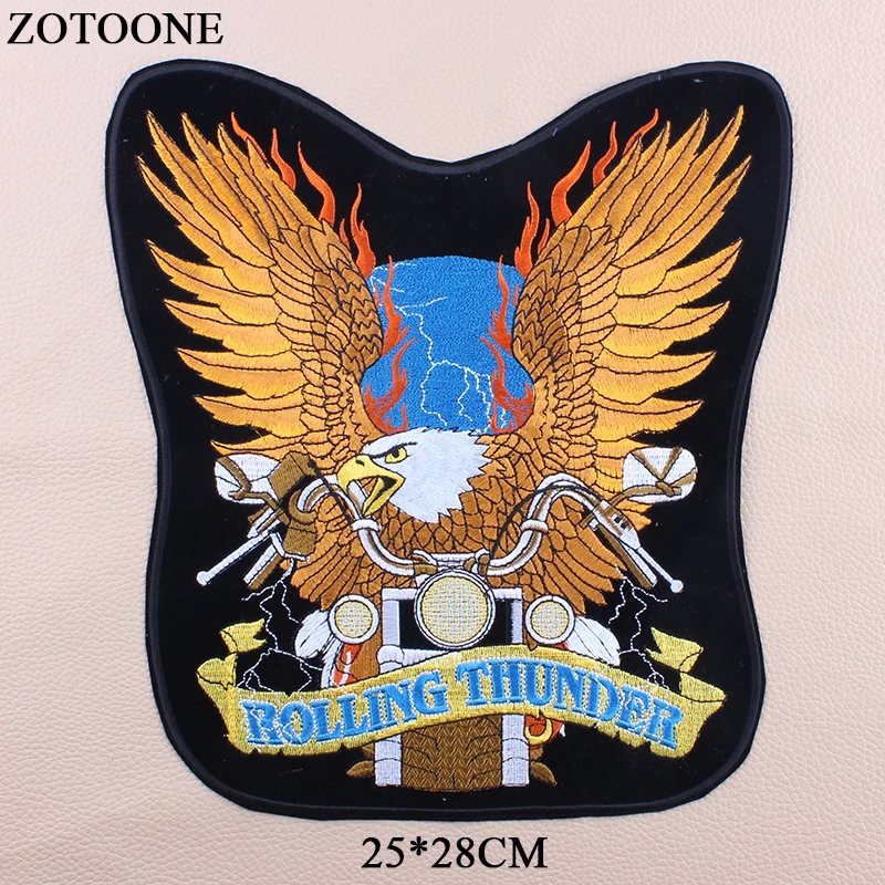 

ZOTOONE Large Eagle Patch Morale Iron On Biker Back Patch Badge Punk Motorcycle Embroidery Patches For Clothes Jacket Jeans