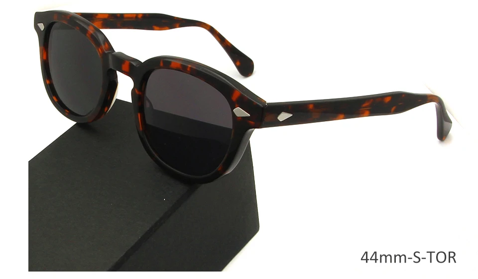 Винтажные ацетатные Круглые Солнцезащитные очки для мужчин UV400, высококачественные солнцезащитные очки для женщин, Маленькие Средние ретро очки Oculos De Sol Masculino - Цвет линз: S 44mm tortoise gray