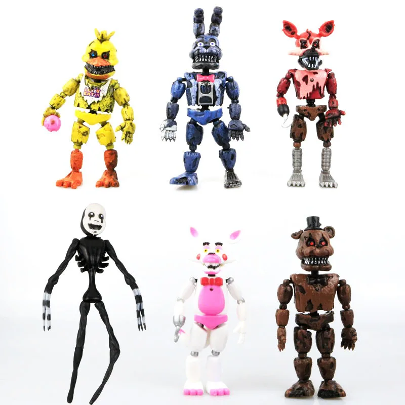 Новое поступление Five Nights At Freddy's фигурка игрушка Фокси Фредди Fazbear медведь FNAF ПВХ Фигурки Игрушка для детей подарок на день рождения - Цвет: OPP Bag 6pcs