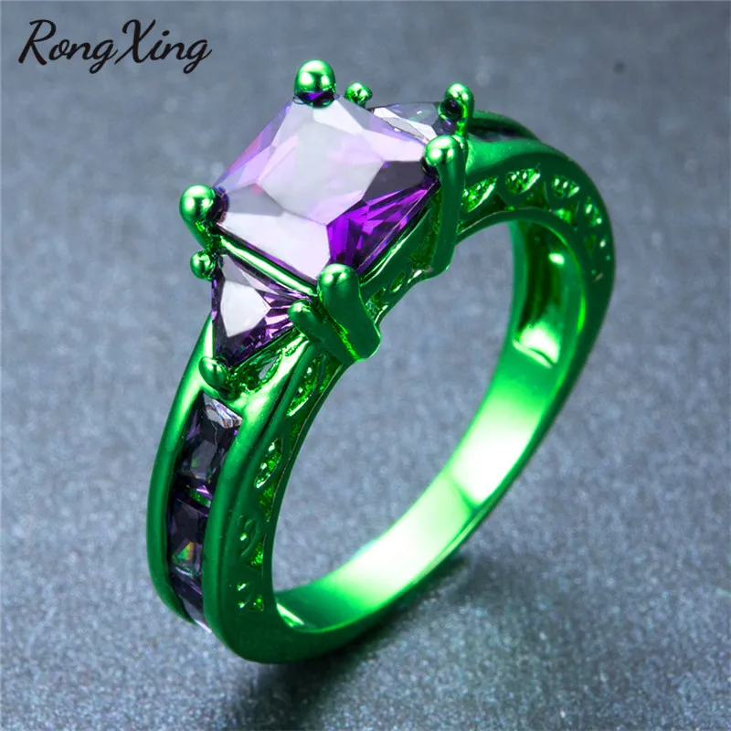 Женские кольца с фиолетовыми цирконами RongXing