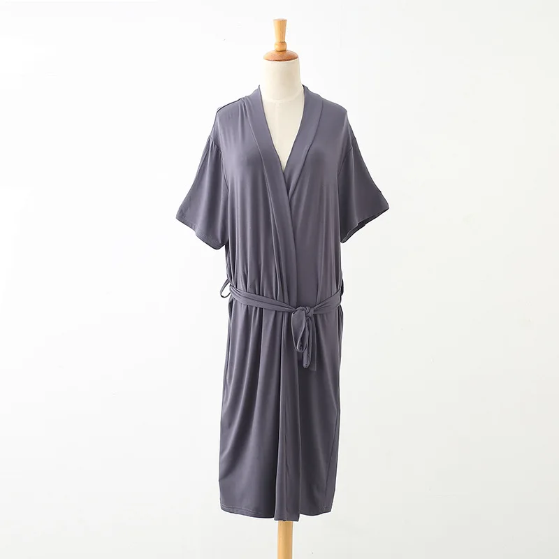 

Women Sleepwear Robes With Belt Sexy Short Sleeve Model Night Dress Knitted Soft Gown Kimono Robe Nightgown Female Nightwear