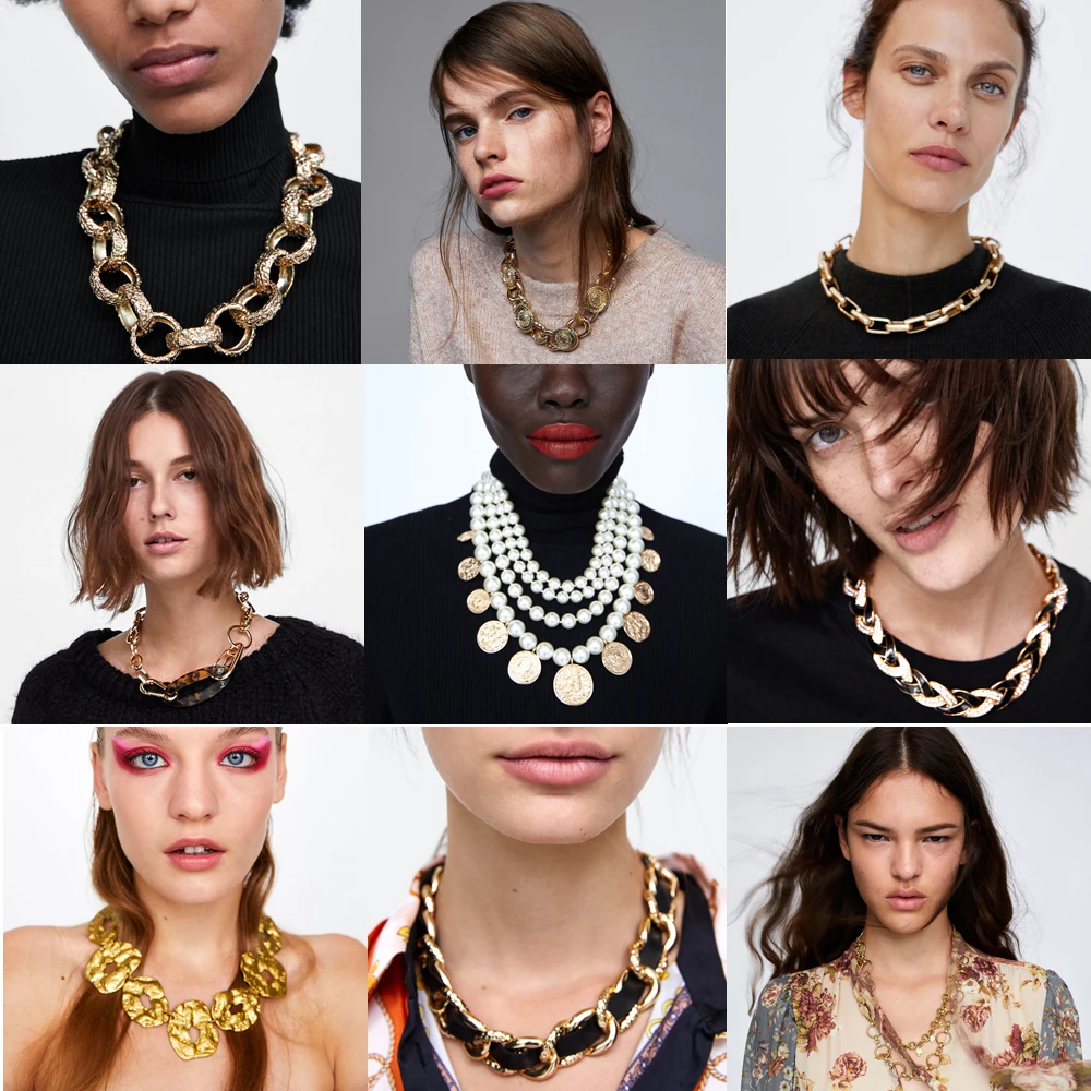 Женское колье с искусственным жемчугом Girlgo 25 дизайнов Za Maxi Links вечерние ювелирные