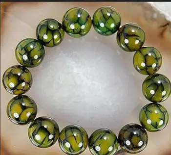 

Pretty Fashion Free Shipping 10mm Dragon Veins Round Beads Bangle Elastic Bracelet