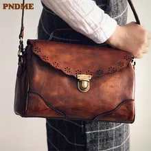 PNDME, натуральная кожа, женская сумка, Ретро стиль, верхний слой, Воловья кожа, дизайнерская, ручная работа, сумка на плечо, простая женская сумка
