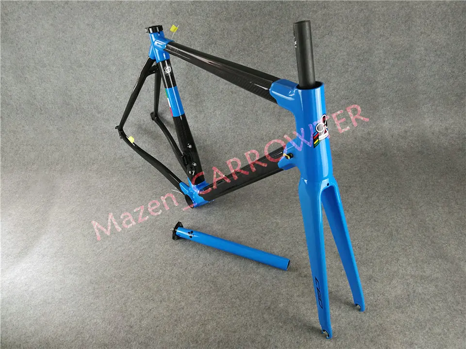 Best CARROWTER T1000 3K Glossy/Matte Blue-Black Colnago C60 carbon road frame bicycle Frameset With BB386 XS/S/M/L/XL 15