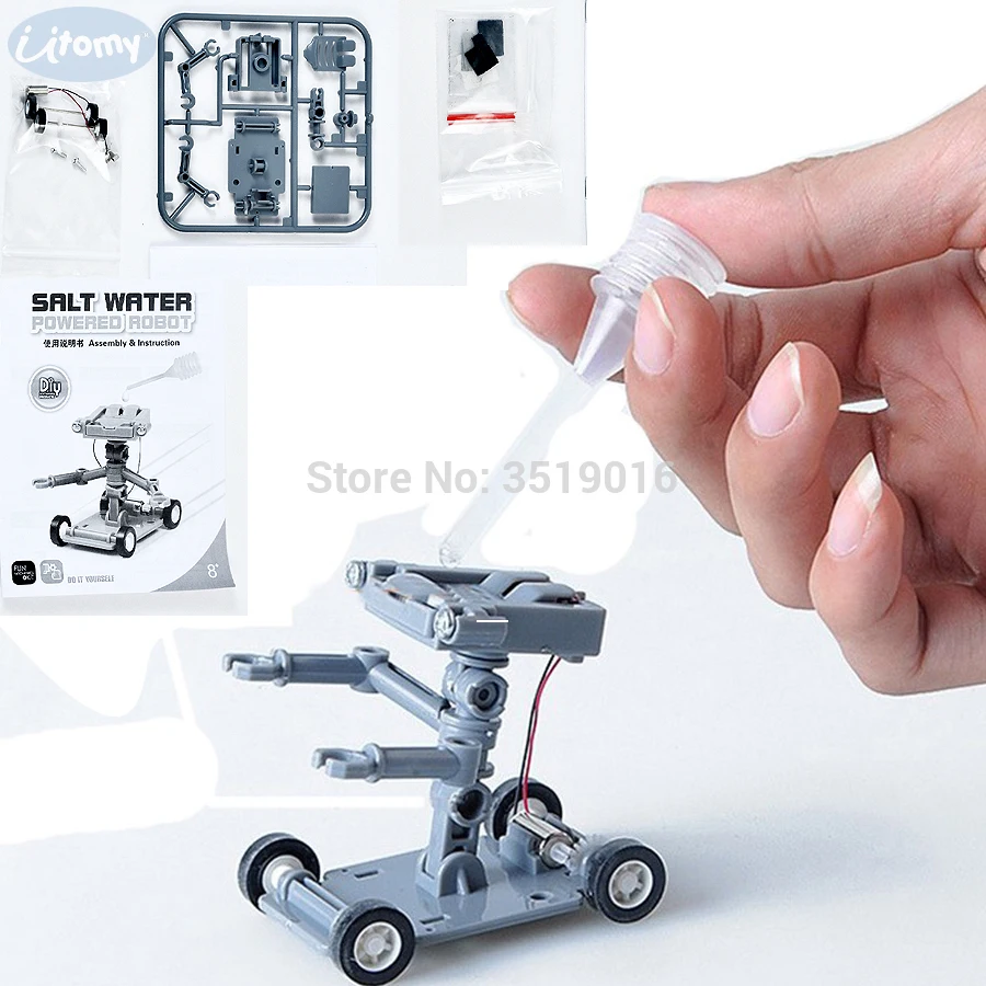 

DIY Construction Salt Water Powered Robot Toys Science and Technology Building Model Kit Experiment Educational Toys for Kids