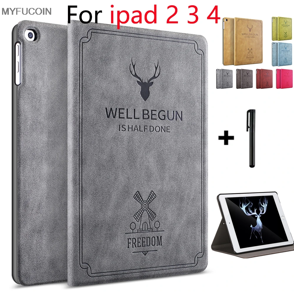 Case for iPad 2 3 4 Stand Magnetic Smart Cover Auto Sleep/Wake Folding PU Leather Funda iPad2 iPad3 iPad4 | Компьютеры и офис