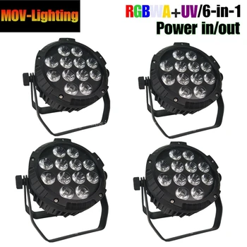 

4unit Slim Par Light Rgbwa+Uv 6in1 12x18w Flat Par led par 64 High power event light